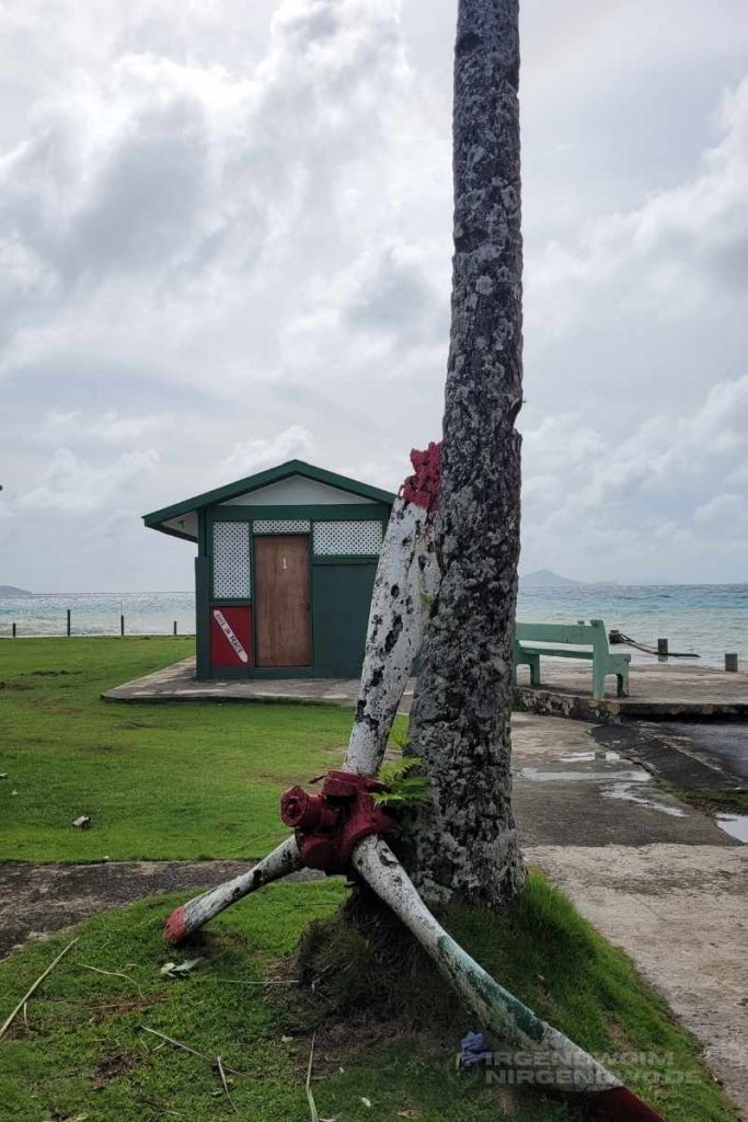 Propeller an einer Palme Blue Lagoon Resort auf Chuuk