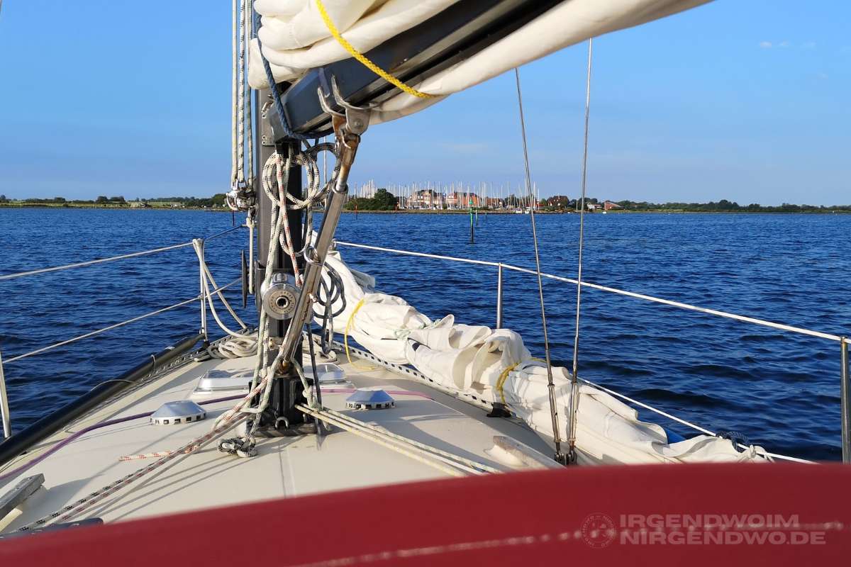 Blick über das Deck von Cheri nach Dänemark