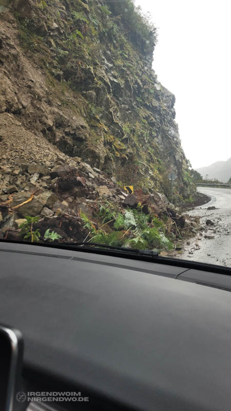 Ein Hangrutsch auf der Carretera Austral / Ruta 7 in Chile